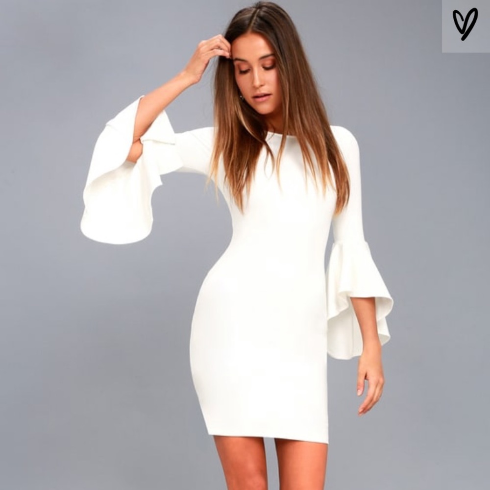 LULUS Gimme Some Flair White Bodycon Dress